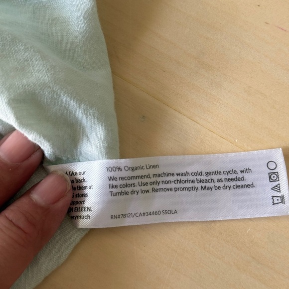 Eileen Fisher Sleeveless Button Down Mint Green Organic Linen Dress - Picture 4 of 5
